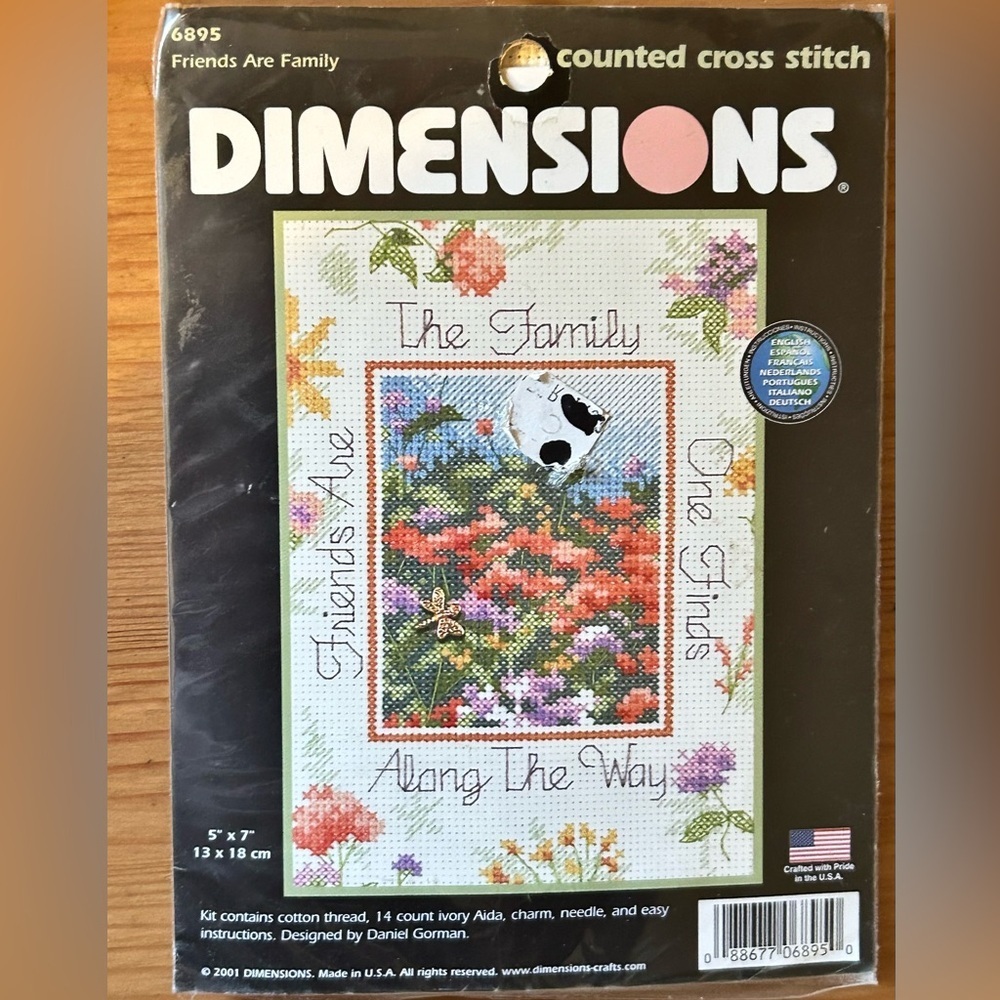 New Cross Stitch Kit Friends Are Family with Charm RARE DIY Decor Vintage Crafts